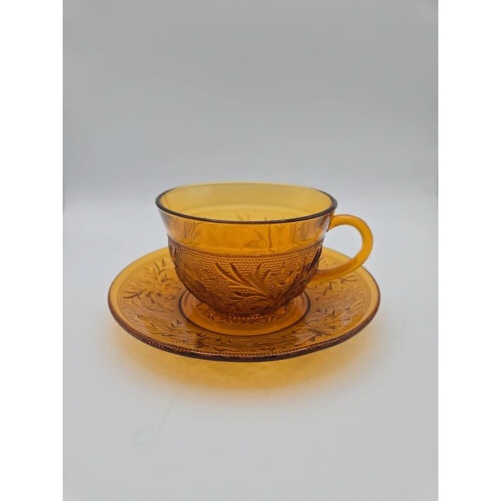 Vintage Amber Depression Gass Tea Set